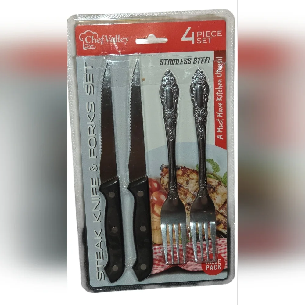 Chef Valley 4-piece Steak Knife & Fork Set